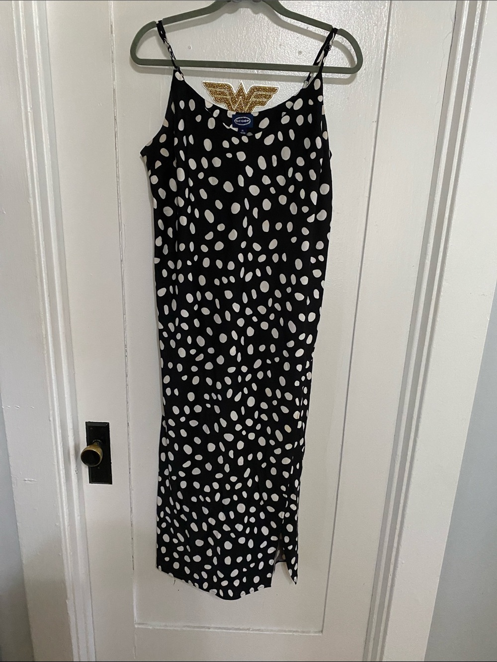 Black and White Polka Dot Midi Slip Skirt - Classic Women's Midi